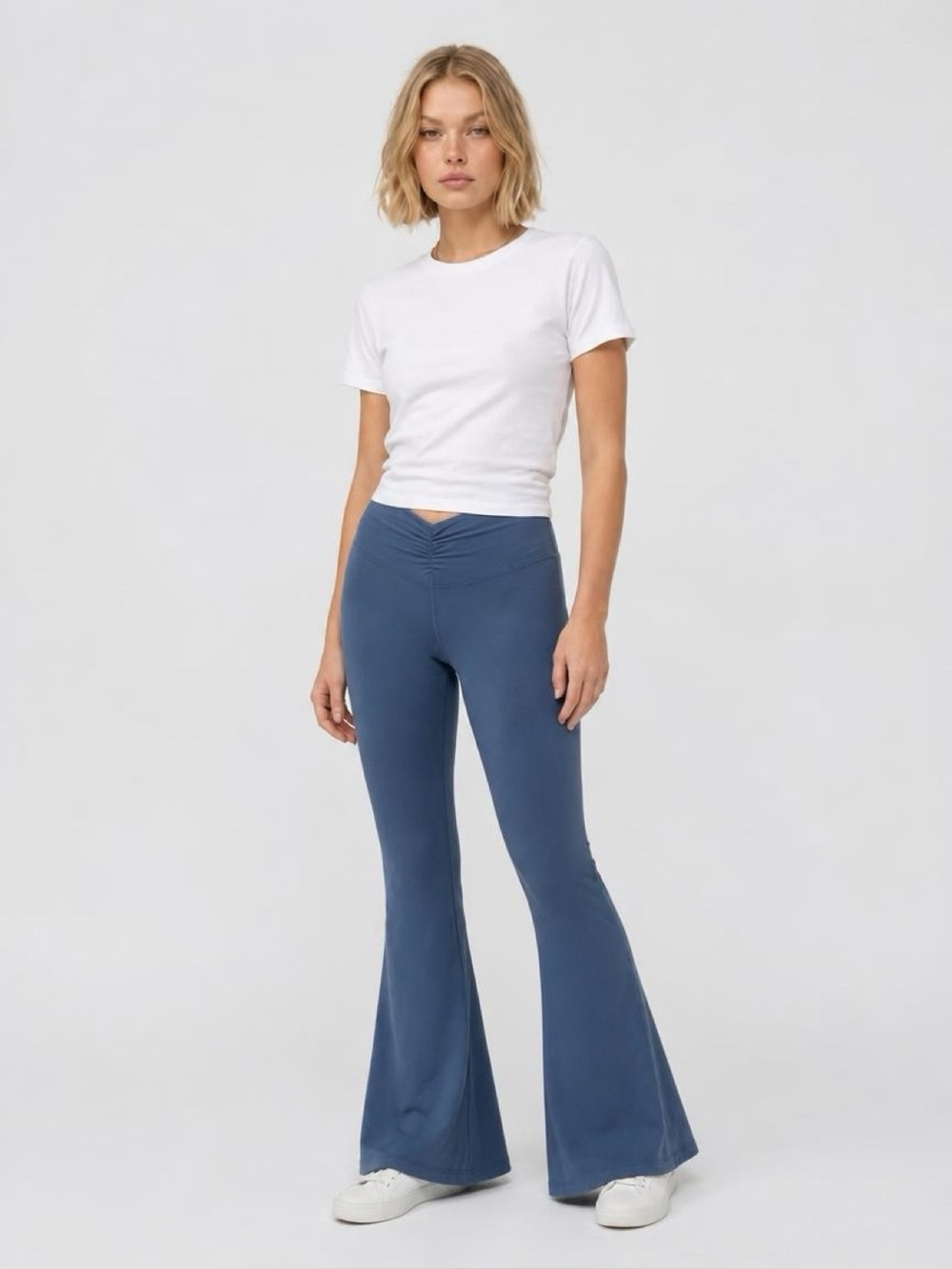 Aerie Offline Like New The Real Me Flare Leggings with Ruched V Waist in Blue XS